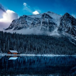 Pink Sunrise on Lake Louise Hi Res   A3